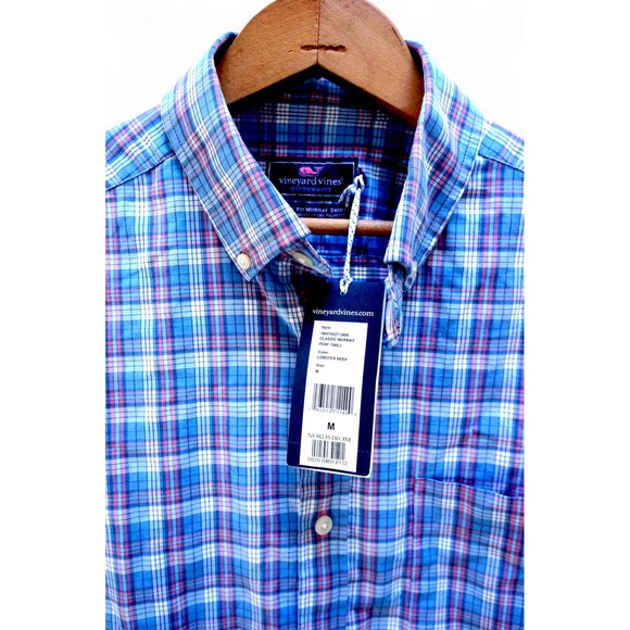 Vineyard Vines Men's Classic Fit Murray Plaid Performance Button Down Shirt M - Picture 2 of 13